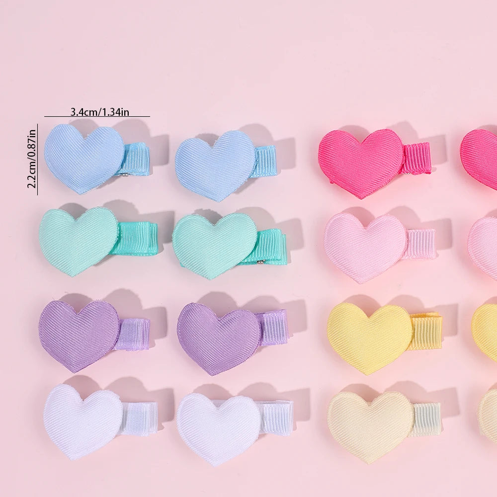 16Pcs Mini Heart Hair Clips Cute Small Love Barrettes Solid Kids Hairclips For Baby Girl Children's Infant Hairpin Accessories
