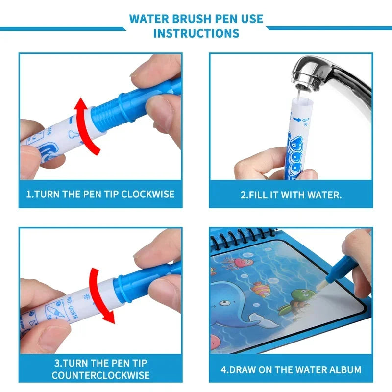 Drawing Coloring Books for Kids Magic Water Book with Pen 2 To 4 Years Old Children Learning  Education Toy Baby Montessori Toys