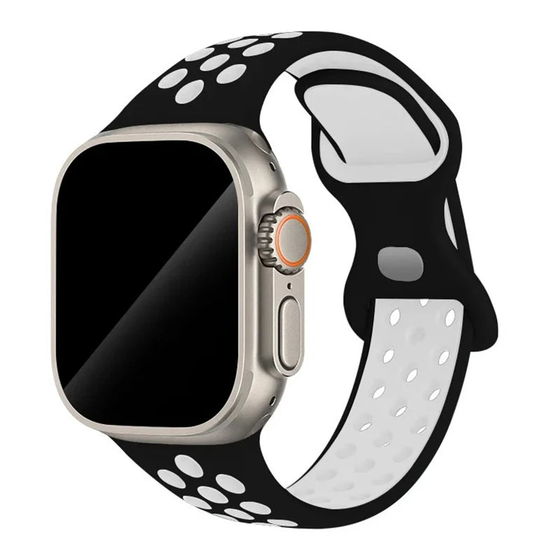 Silicone Strap For Apple Watch 44mm 45mm 40mm 41mm 38 42mm sports Rubber Breathable Band iwatch series 10 9 8 SE 7 6 Ultra 49mm