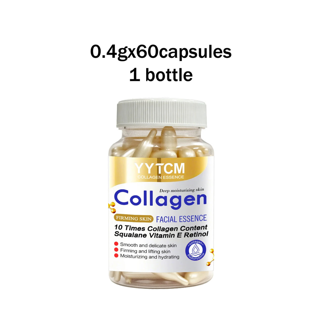 Collagen Firming Capsule Essence, Moisturizing and Smoothing the Skin, Contains Plant-Based Squalane, Retinol, and Vitamin E for Deep Hydration. 18 Capsules/30 Capsules/48 Capsules/60 Capsules/90 Capsules/120 Capsules