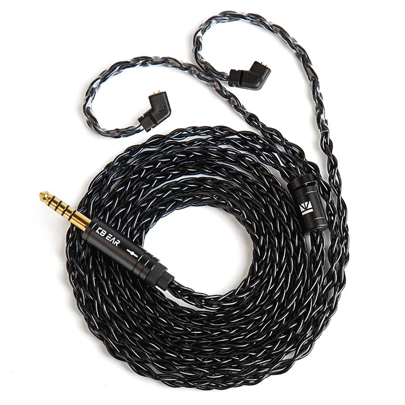 KBEAR ST12 8 Core HiFi Earphone 4N OFC Silver-Plated Upgraded Cable 3.5/4.4mm MMCX/0.78mm 2Pin for Lark Rosefinch KS1
