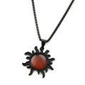Natural Stone Tiger Eye Charm Sun Pendant Necklace Gold Color Stainless Steel Neck Chain Necklaces For Women Jewelry Accessories