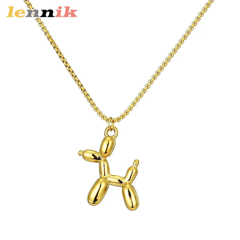 Cartoon Style Titanium Necklace, Joyful Balloon Dog Charm for A Lighthearted Look, Lightweight & Durable, Playful Yet Elegant