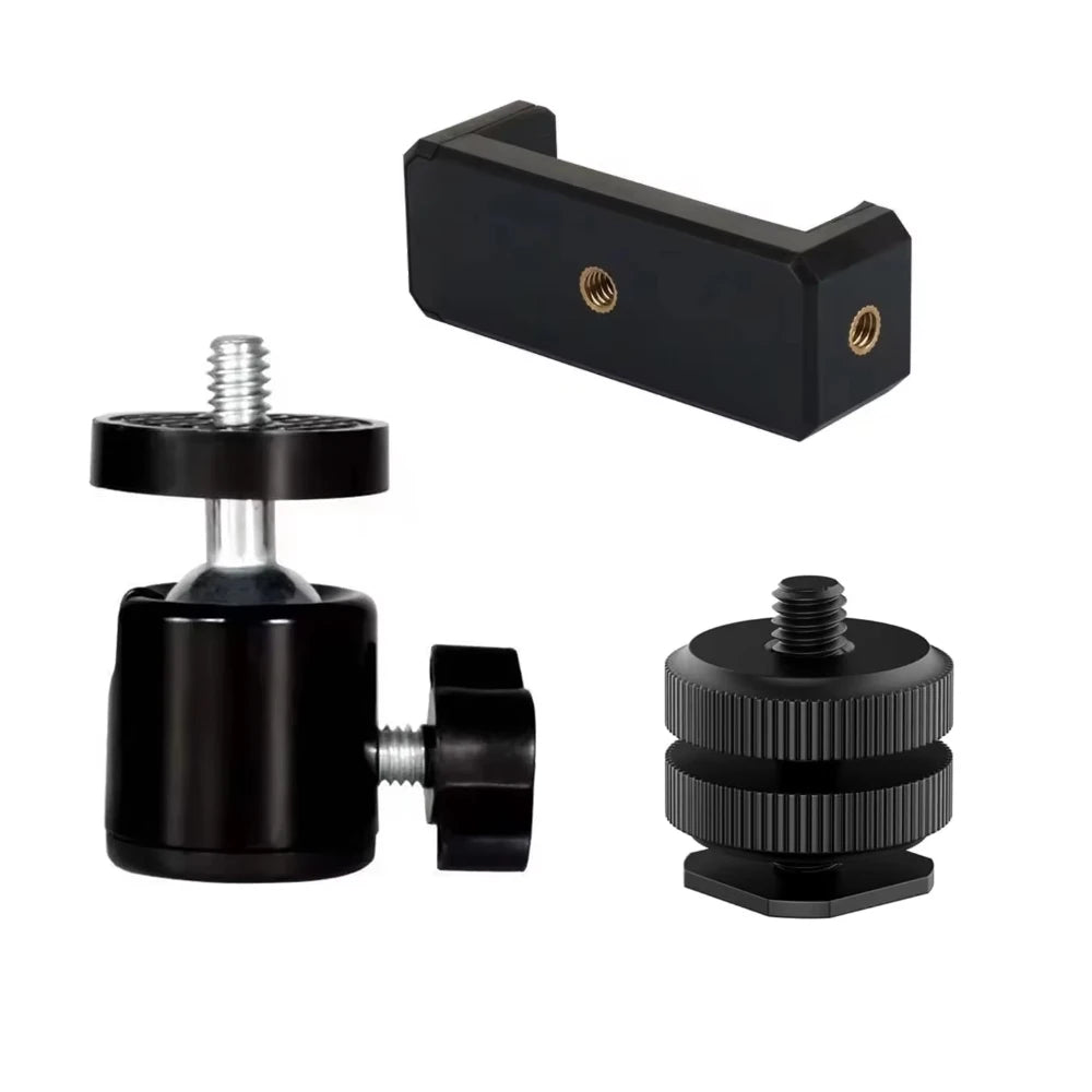 Universal 1/4" Screw Ball Head Adapter for Tripod, Light Stand, Projector & Camera, 360° Rotating Aluminum Alloy Bracket
