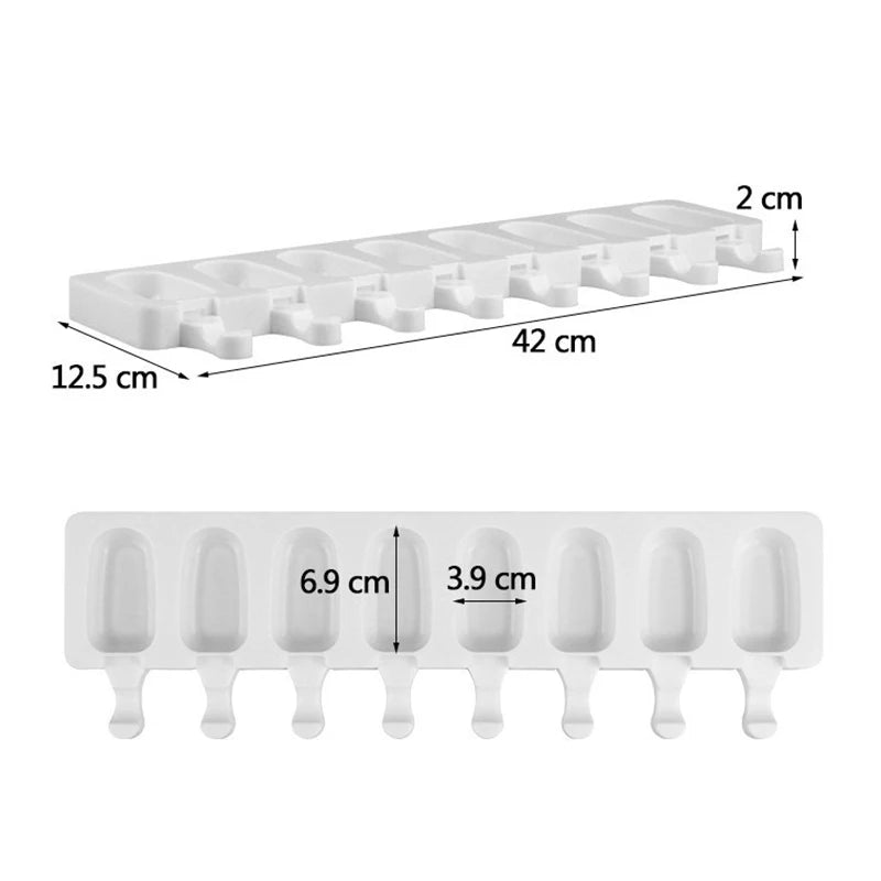 4/8 Hole Silicone Ice Cream Forms Popsicle Molds DIY Homemade Dessert Freezer Fruit Juice Ice Pop Cube Maker Mould With Sticks