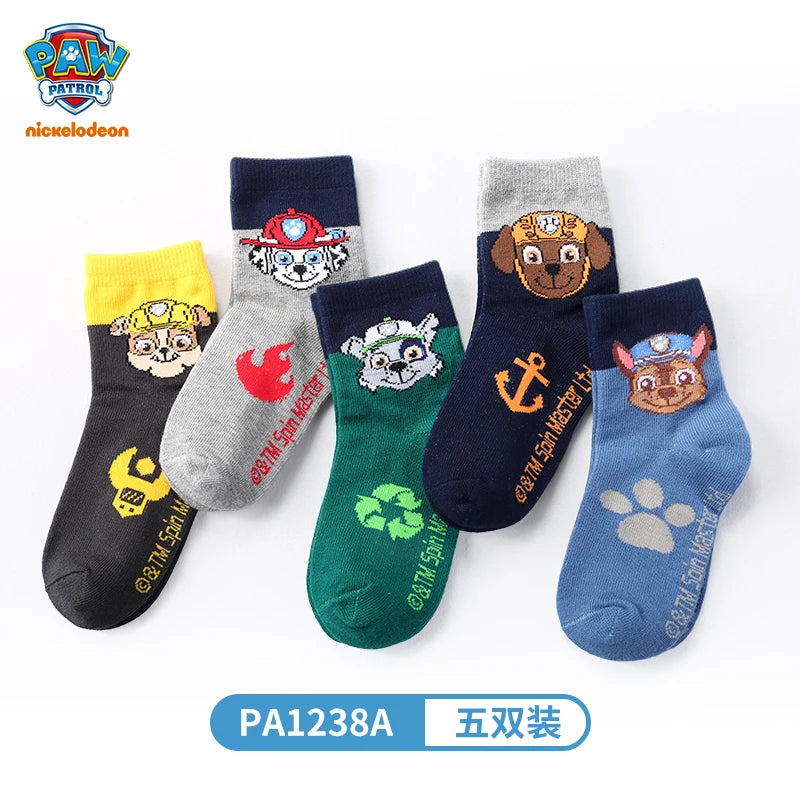 100% Genuine Paw Patrol 10PCS=5Pairs Children's Socks Boys Girls Spring & Autumn Styles Cotton Socks Age 3-8 Years High Quality