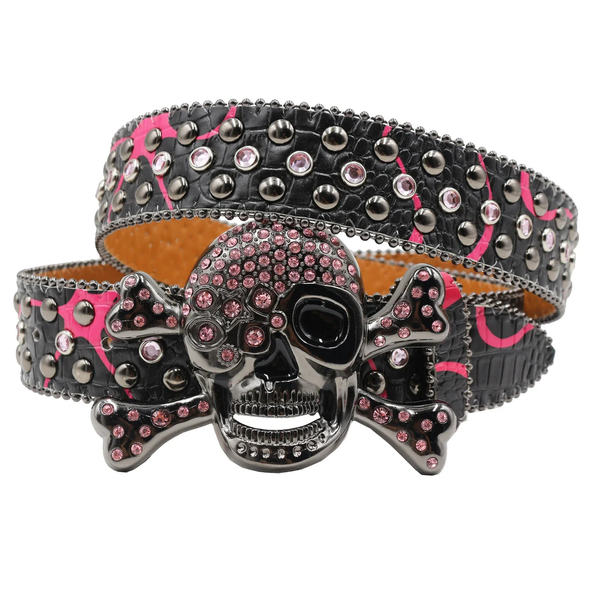 Hot Rhinestone Belts Studded Skull Lether Belts for Women Luxury Designer Brand Strap For Jeans Suppliers White Black