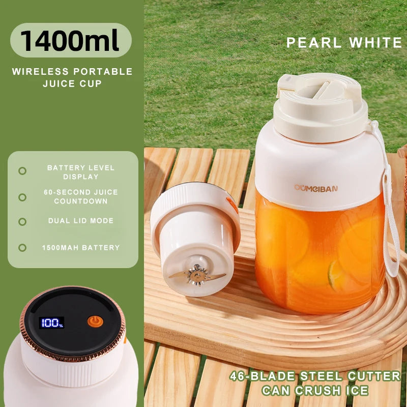 1300ml Wireless Juicer Cup 38-blade Rechargeable Juicer With Ice Crushing Portable Travel Juicer For Shake Fruits Vegetables