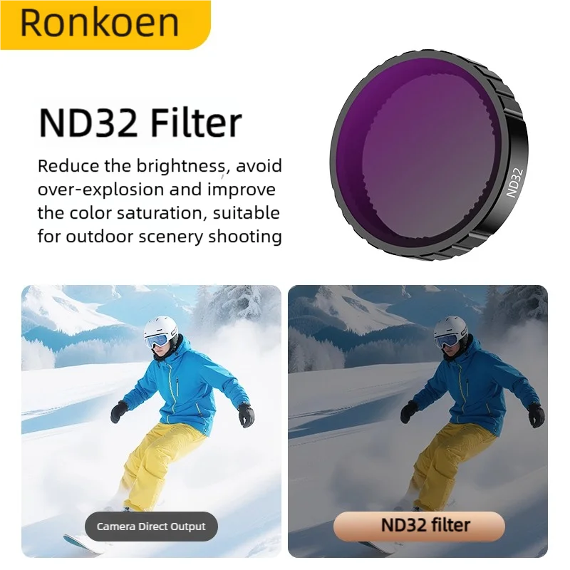 Ronkoen ND CPL Filter for DJI OSMO Action4/5Pro Action Camera Accessories CPL ND8 ND16 ND32 Lens Set Aluminium Alloy Frame