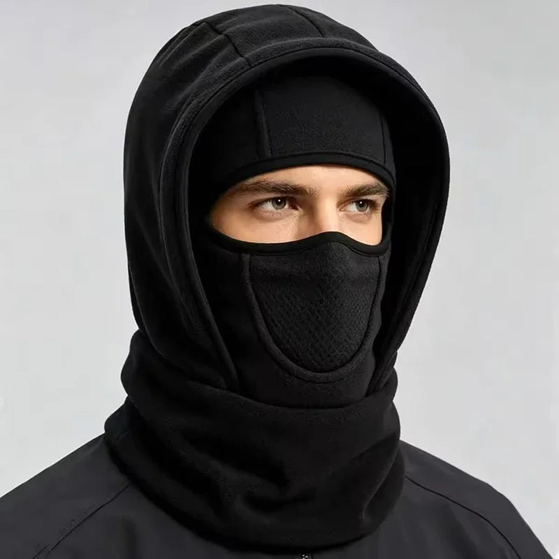 Winter Multifunctional Warm Hat Cold-Resistant Thick Fleece Hood Neck Gaiter Face Mask Combination for Extreme Cold Protection