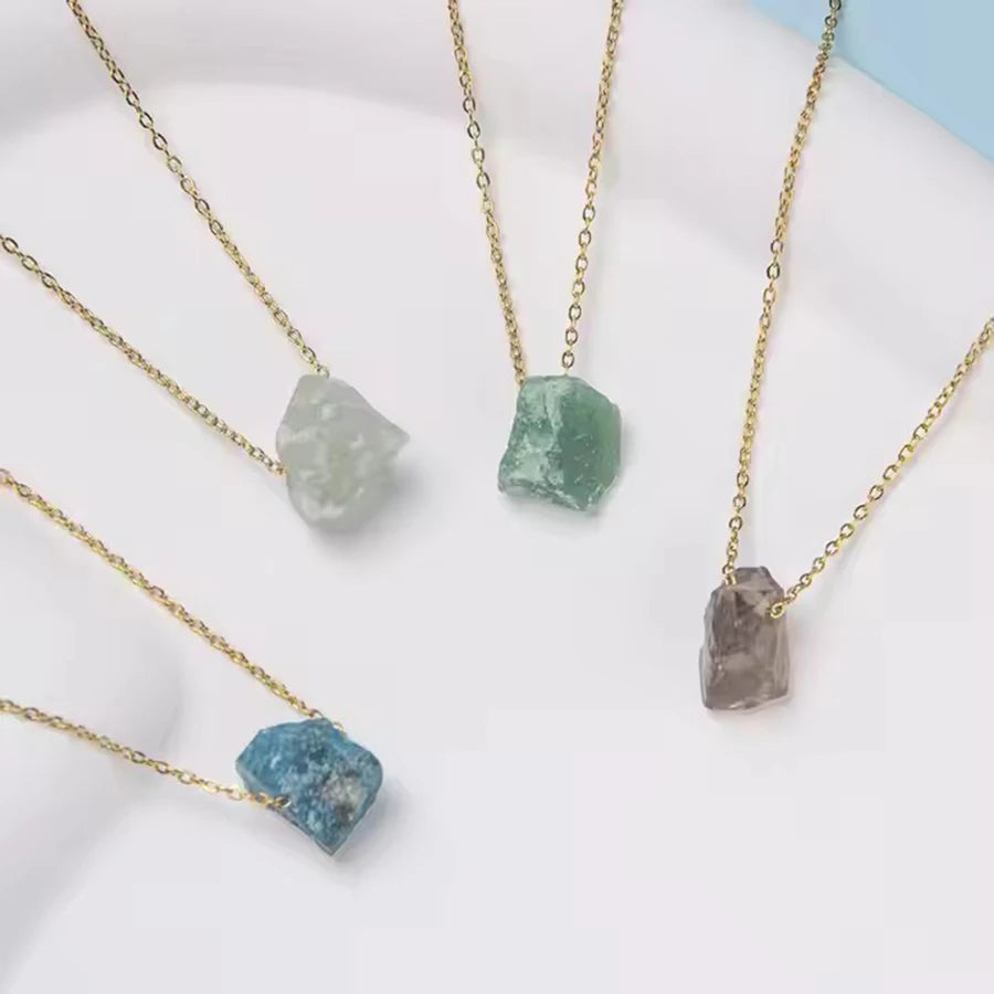 Natural Crystal Stone amethyst citrine Irregular stone agate Pendant Necklace with Stainless Steel gold Chain Gemstone Jewelry
