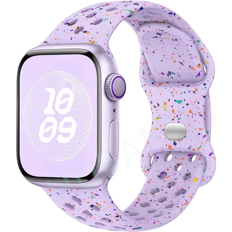 Silicone Strap For Apple Watch 44mm 45mm 40mm 41mm 38 42mm sports Rubber Breathable Band iwatch series 10 9 8 SE 7 6 Ultra 49mm