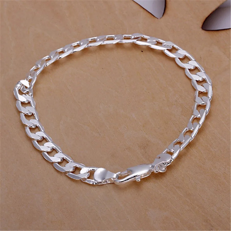 925 Sterling Silver 4MM Chain Bracelet Necklace Sets for Men Women jewelry lady Christma gifts charms wedding Cute gift