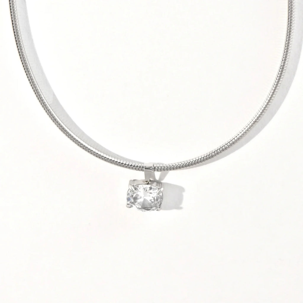 1pc New Fashion Stainless Steel Necklace Multicolor Snake Chains Square Clear Rhinestone Choker Necklace For Women Party Jewelry