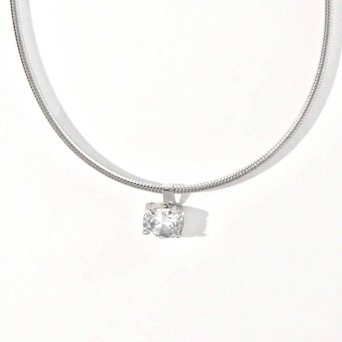 1pc New Fashion Stainless Steel Necklace Multicolor Snake Chains Square Clear Rhinestone Choker Necklace For Women Party Jewelry