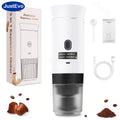 JustEvo Portable Espresso Machine 3-In-1 Travel Coffee Maker Compatible With Small Large Capsules And Ground Coffee Compact Electric Brewer For Car RV Camping Office Outdoor Your Mobile Coffee Shop