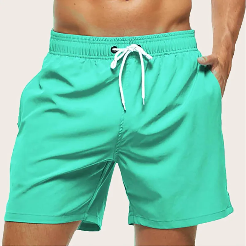 Men's Swimming Shorts Quick Dry Drawstring Elastic Waist Design Surfing Water Sports Beach Swimming Shorts Summer