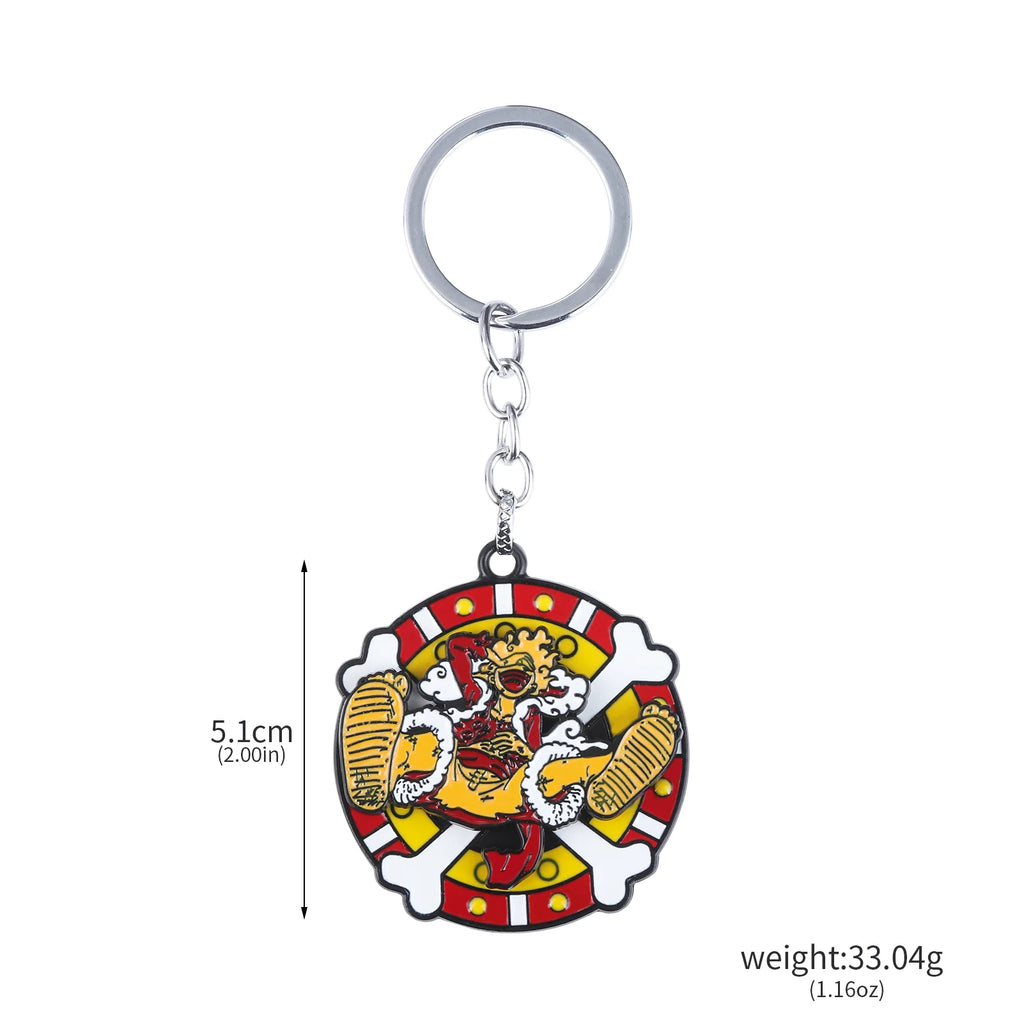 One Piece Luffy Straw Hat Keychain Rotatable Zoro Skull Metal Pendant Role-Playing Decorative Accessories Fan Jewelry Gift