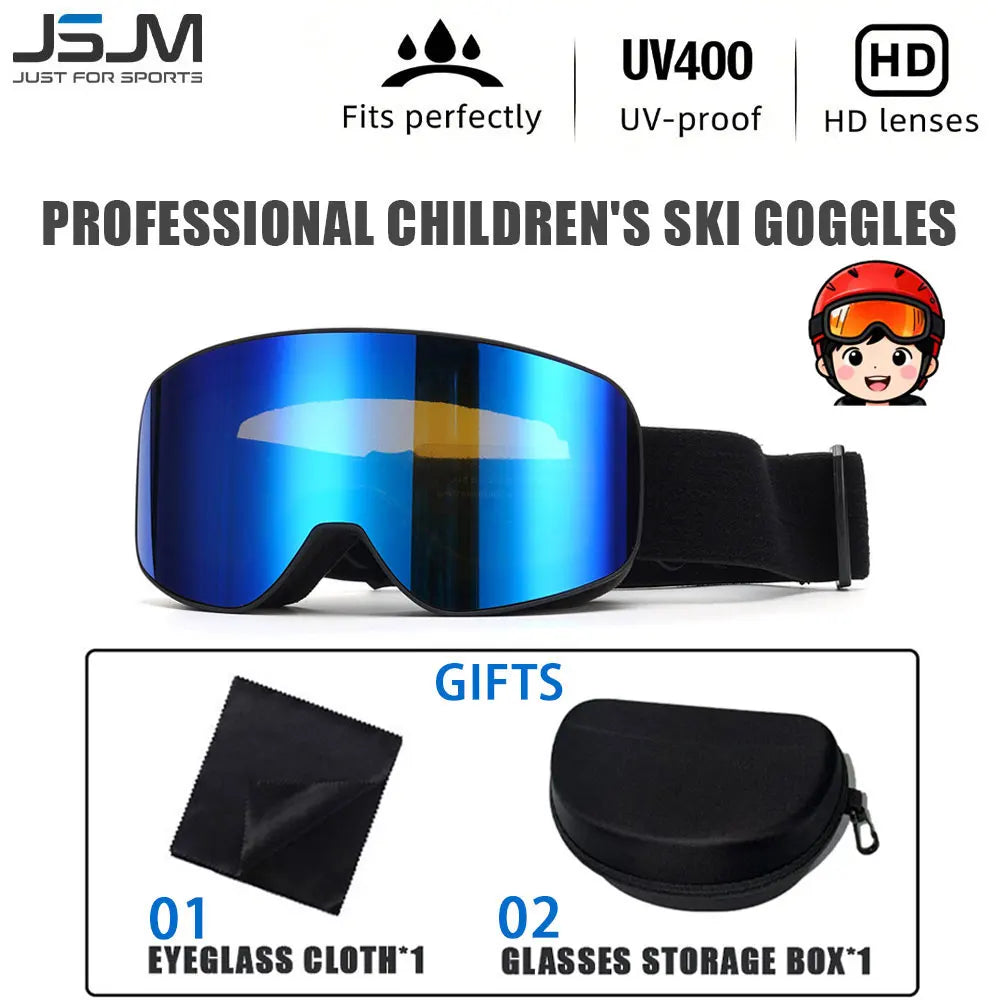 New Children Kids Skiing Goggles 4-15 years old Professional Anti-fog Child Snowboard Goggles UV400 Kids Ski Mask Glasses