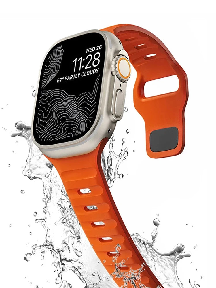 Silicone Strap For Apple Watch ultra2 Band 44mm 49mm 45mm 41-46-42mm 40mm sport correa bracelet iwatch Series 10 7 6 se 3 8 9 11