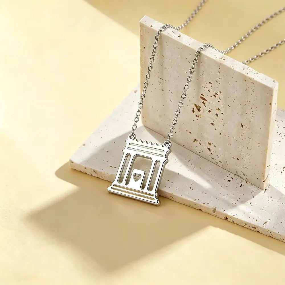 Stainless Steel Gold Color Beit HaMikdash Necklace Jerusalem Holy Temple Necklaces Women Jewish Jewelry Gift
