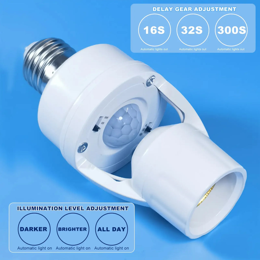 Smart E27 PIR Motion Sensor Light Switch 110V 220V Detector Base Lamp Holder Lux Time Delay Adjust Control Bulb Socket 1pc