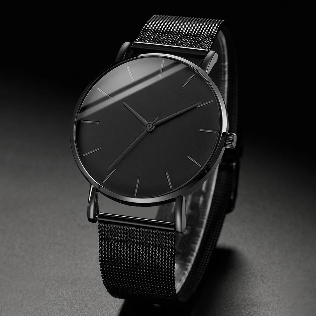 Men Business Watches Fashion Black Mesh Band Male's Quartz Watch Relogio Masculino Reloj Hombre