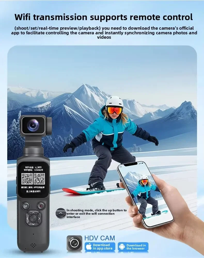 4K Live Streaming Camera Pocket Camera 1.72" Touchscreen Zoom Sport Cam Portable Vlog Video Recorder Cycling