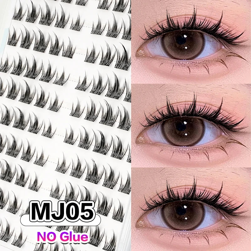 DIY 100 Cluster Self Adhesive Eyelashes Natural Long Fake Eyelash Extension NO Glue Needed Individual Lashes Makeup Tools Cils