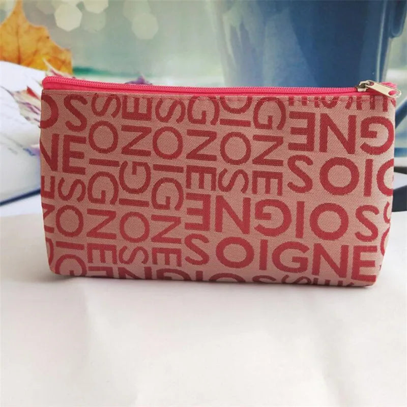 Women Cosmetic Bag Portable Cute Multifunction Beauty Zipper Travel Letter Makeup Bags Pouch Toiletry Organizer Holder Toiletry