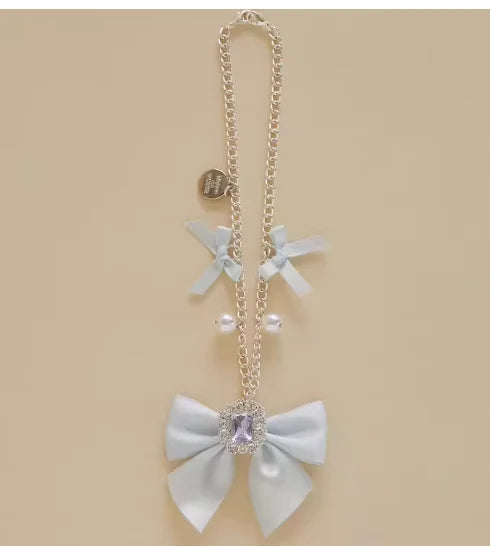 Japanese Style New Letter Satin Cute Bow Lolita Portable Tote Bag Women Commuting Versatile Pleated Sweet Single Shoulder Bag