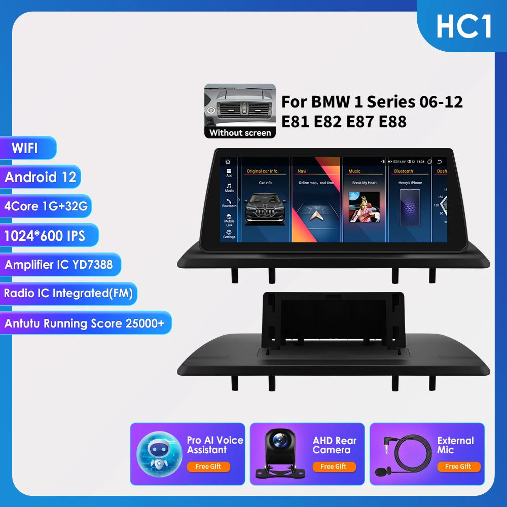 10.25" Smart Car Systems for BMW 1 Series 06-12 E81 E82 E87 E88 Without Screen with Support Wireless Carplay Android Auto RDS BT