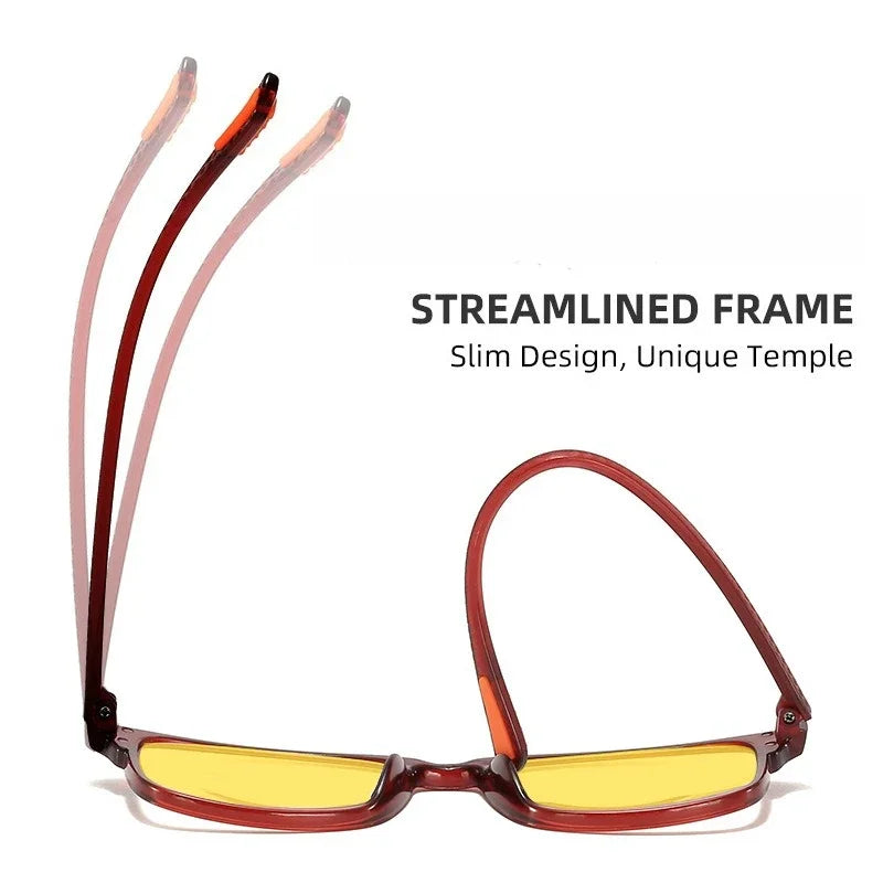 Fashion Square Frame Night Vision Glasses Men and Women Ultra-light Anti-blue Light Glasses Anti-far Light Computer Goggles