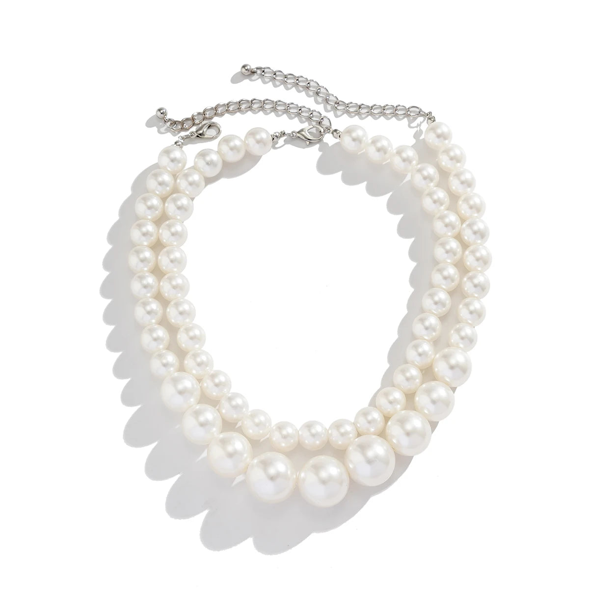 2Pcs/Set Exaggerated Big Imitation Pearl Clavicle Chain Necklace for Women Wed Bridal Goth Beads Choker Grunge Jewelry Steampunk