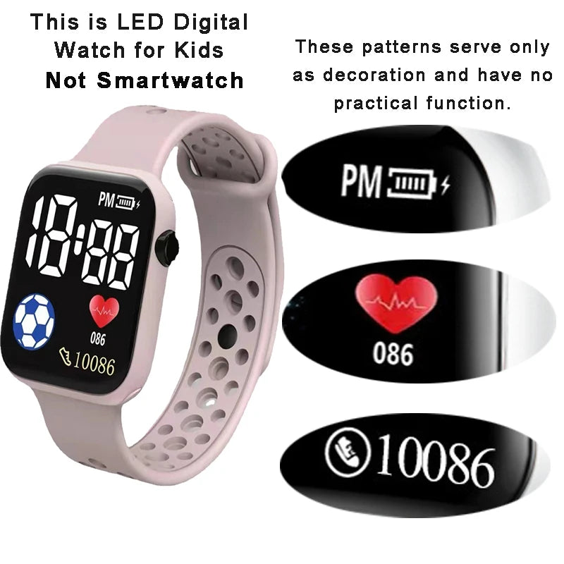NEW LED Digital Watch For Kids Boys Girls Football Sports Watches Silicone Digital Watch Casual Childrens Electronic Wristwatch
