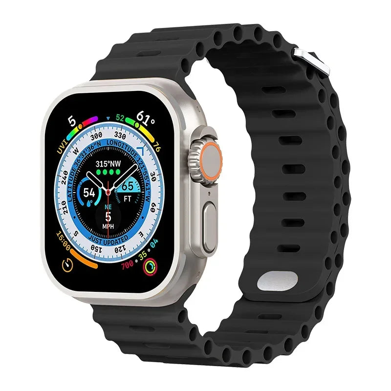 Ocean Strap for Apple Watch Ultra 3/2/1 11 10 46mm 9 8 7 49mm 45mm 41mm Silicone Band for 6 5 4 3 SE3 44mm 40mm 42mm Accessories