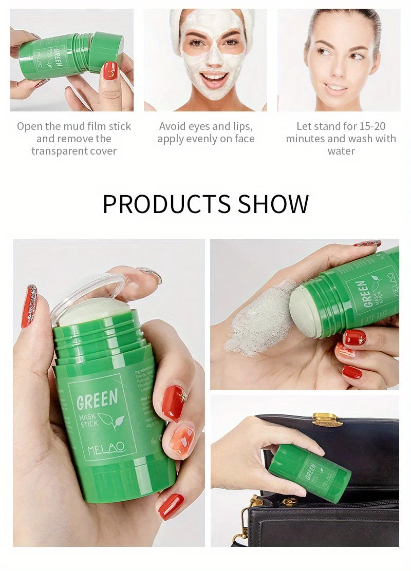 MELAO Green Tea Mask Stick - Natural Ingredients,Deep Cleaning,Oil Control,Effective For All Skin Types