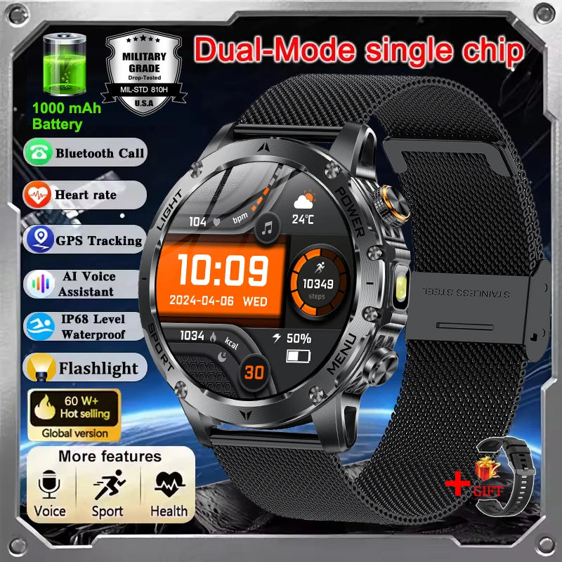 New T-Rex 3 Ultra Military Grade 1000mAh Battery Smart Watch Men IP68 Waterproof Sports Fitness Bluetooth Call AMOLED Smartwatch