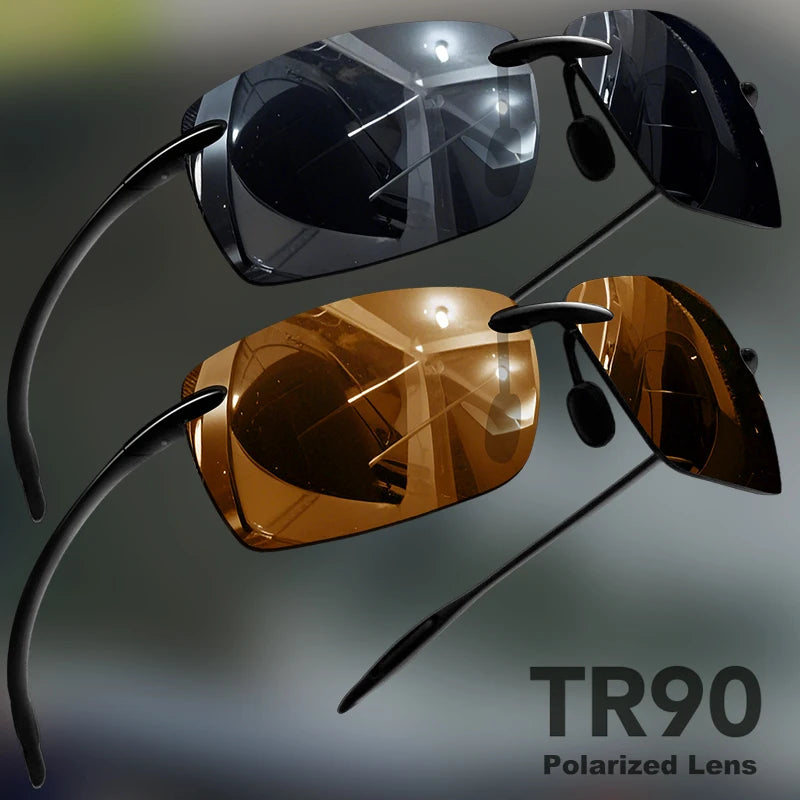 1PCS/2PCS TR90 Ultralight Polarized Sunglasses Men Brand Rimless Frame Driving Mirror Shades Sports Fishing Baseball Eyewear