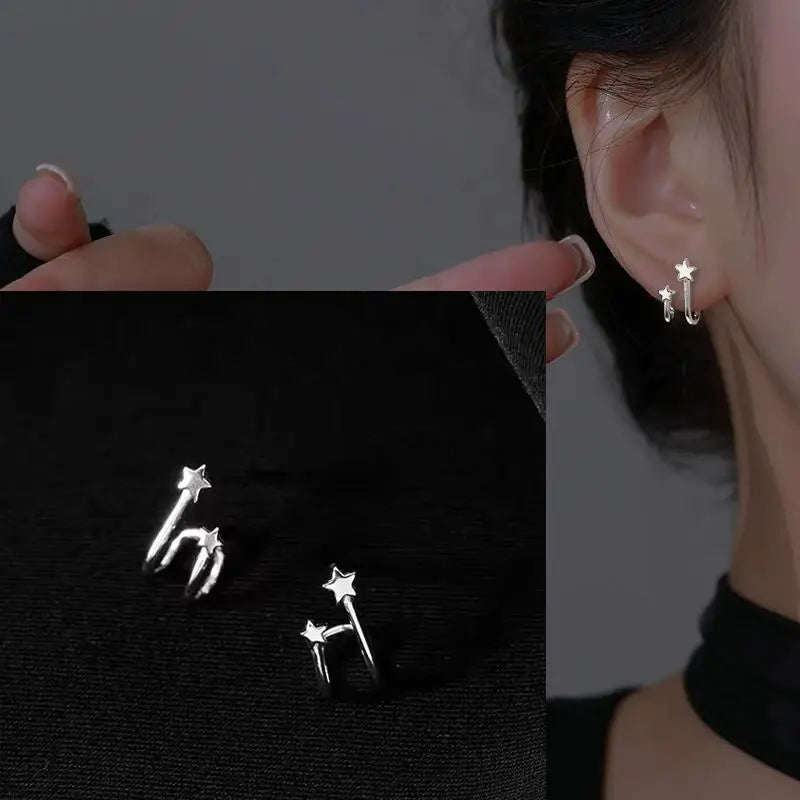 925 Sterling Silver Star Earring for Women Girl Personal Originality Trend Hip Hop Neutral Jewelry Gift Dropshipping