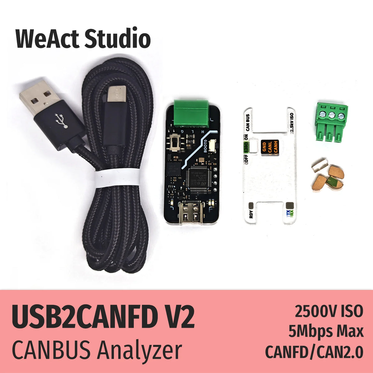 WeAct USB to CAN Module V2 USB to CANFD CANBUS Analyzer Debugger SLCAN Cangaroo