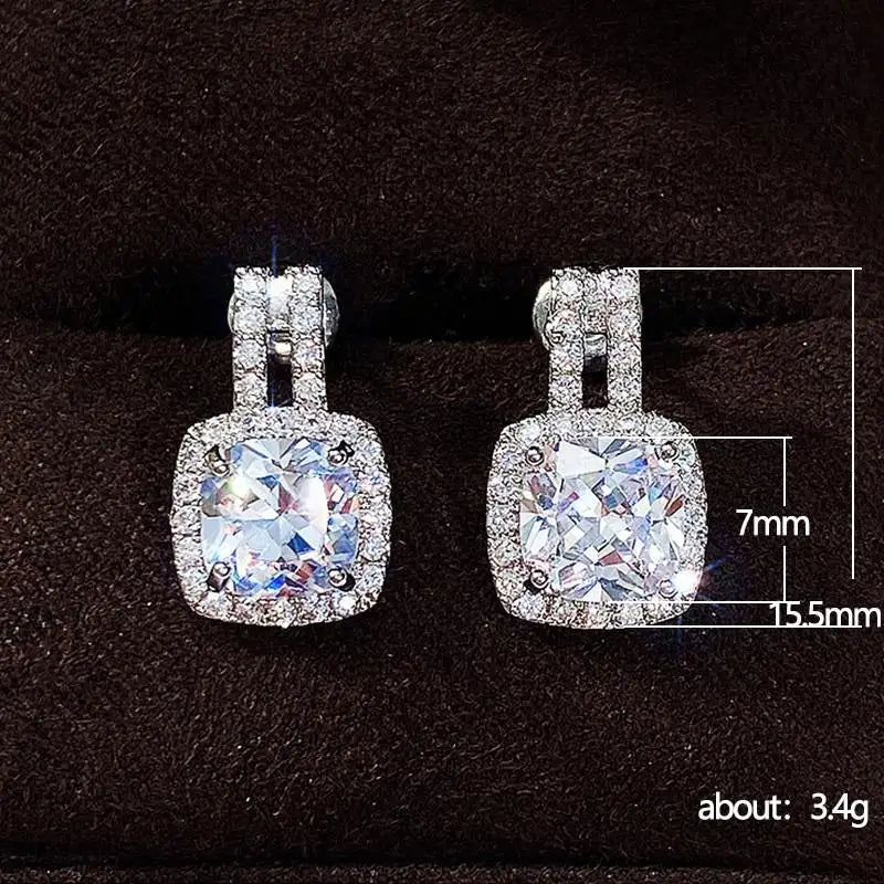 Fashion Hollow Square Cubic Zirconia Earrings For Women Gold Silver Color Copper Metal Geometric Earrings Party Everyday Jewelry