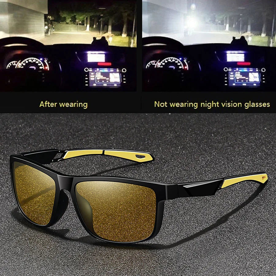 Fashion Vintage Square Frame Unisex Night Vision Glasses Reduce Visual Fatigue Lenses Anti-Glare Anti-Reflective Eyewear