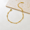 S09 Simple Korean style Double-layer round Ball Small ball Gold bead bracelet, stainless steel gold women's style