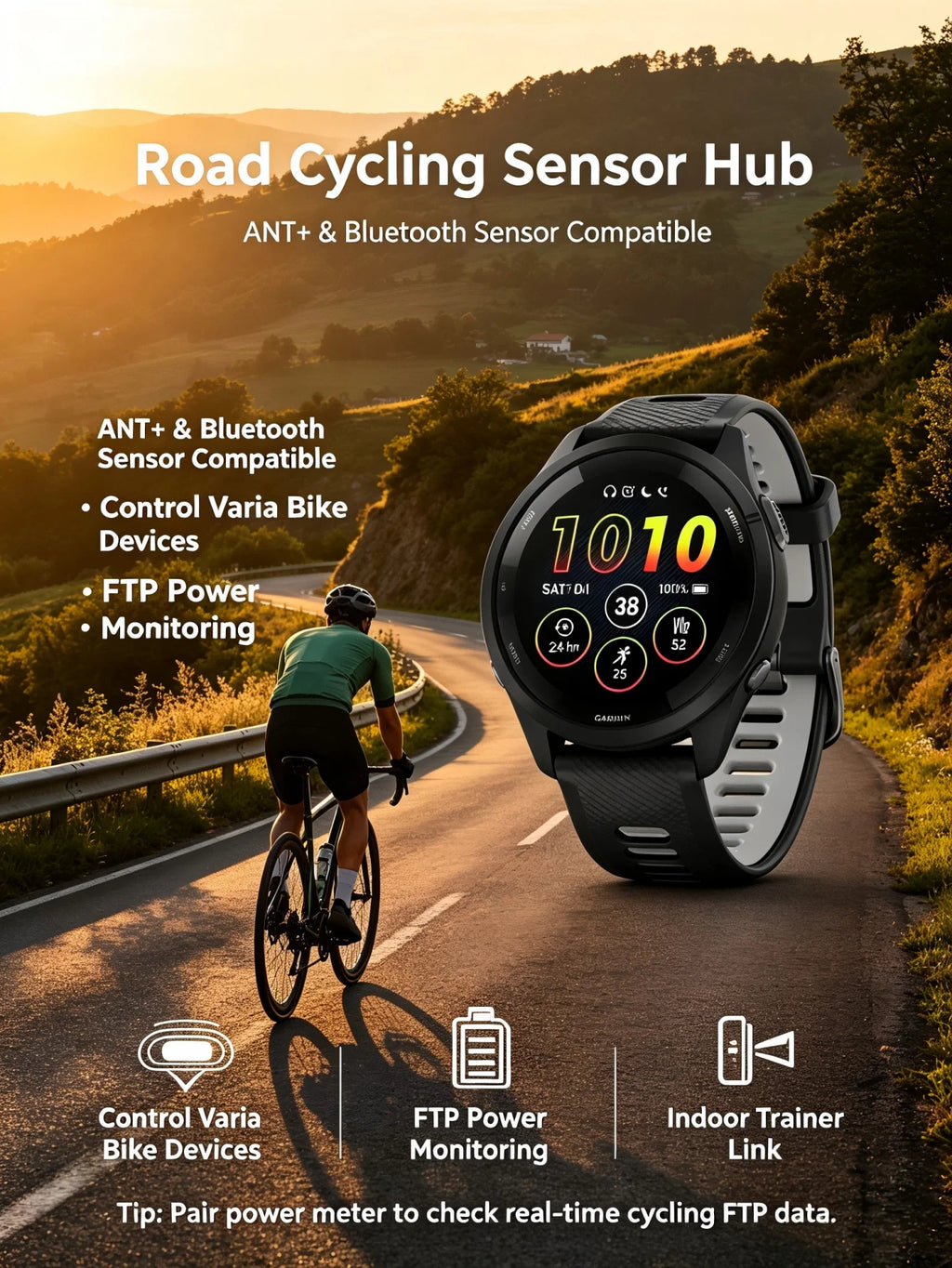 Garmin Forerunner 265 Outdoor GPS Smartwatch, Multi-Band Navigation with Topo Map, Altimeter Compass, 24/7 Health Tracking SpO2 Sleep Monitor, Cycling Running Hiking Triathlon