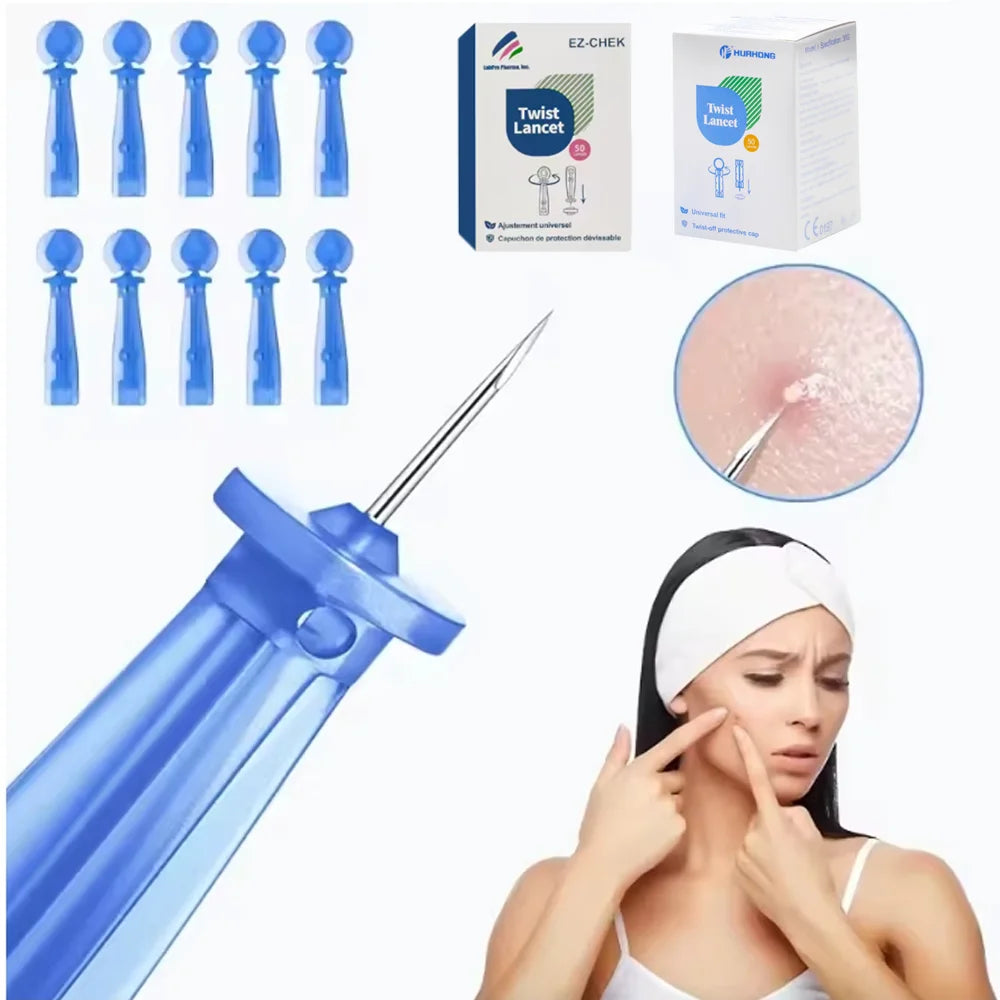 50pcs Disposable Blackhead Remover Acne Needles Blackhead Remover Tool Removal and Facial Cleaning Stainless Steel Needles