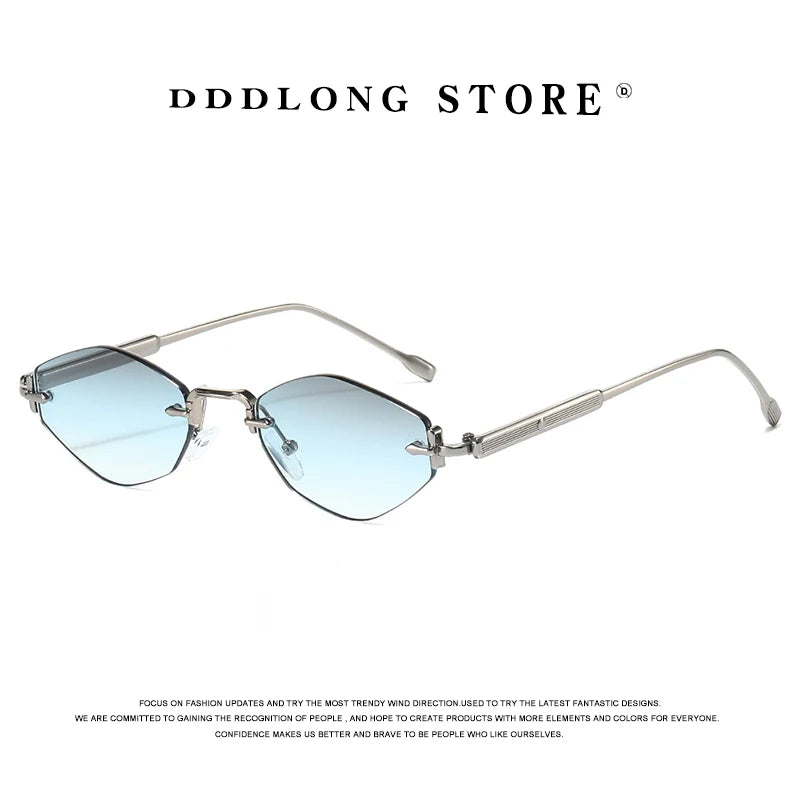 DDDLONG Retro Fashion Rimless Punk Y2k Sunglasses Women Men Sun Glasses Vintage UV400 Outdoor Shades D713
