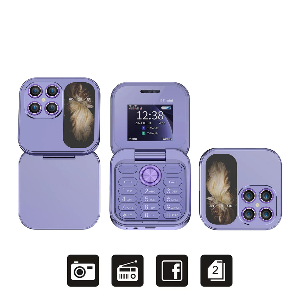 2025 Hot Sale SERVO I17Mini 2G Small Flip Mobile Phone 2 SIM Speed Dial Magic Vioce MP3 Flashlight Mini Fold Cellphone FM Radio