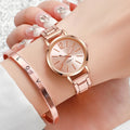 2pcs/set of Luxury Ladies' Simple Dial Alloy Strap Fashionable Gold Opening Bracelet Quartz Watch Student Ladies' Watch