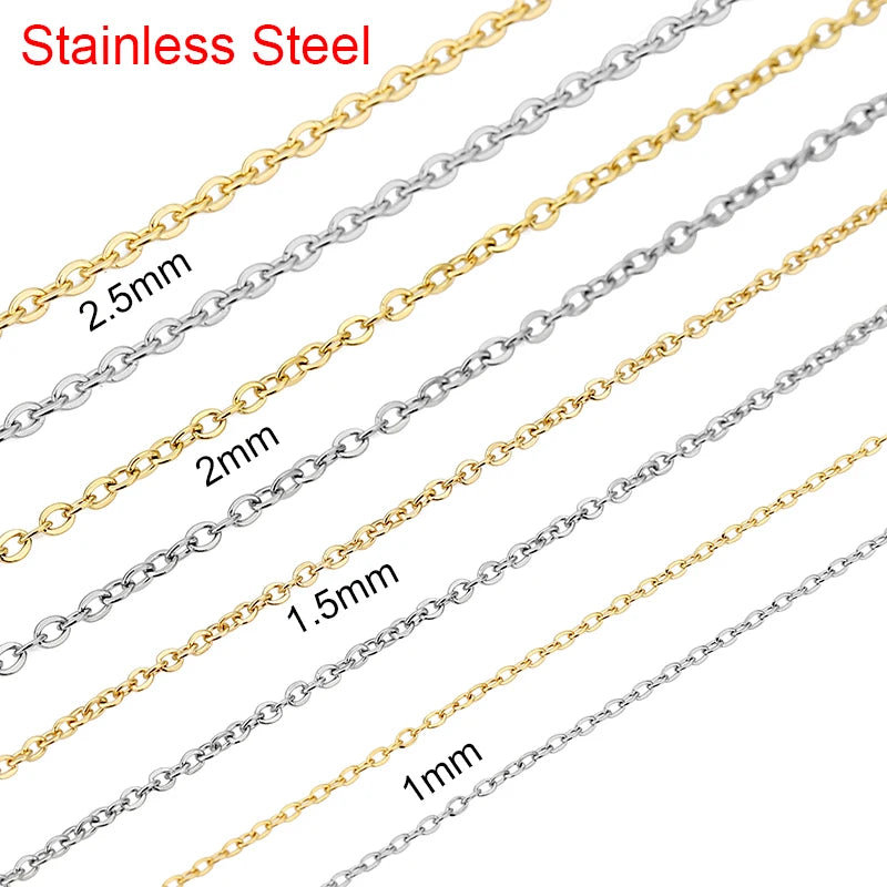 5meters Stainless Steel Link Chains Bulk Lot 1 1.5 2 2.5mm Gold Color Necklace Chains for Diy Bracelet Supplies Jewelry Making